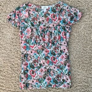 LOFT Floral Blouse - Pink, Green, Red